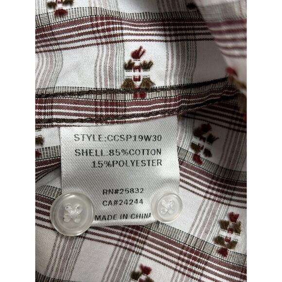 Cody James Button Up Shirt Mens Sz L Long Sleeve Gray Beige Brown Plaid Western - Picture 4 of 7